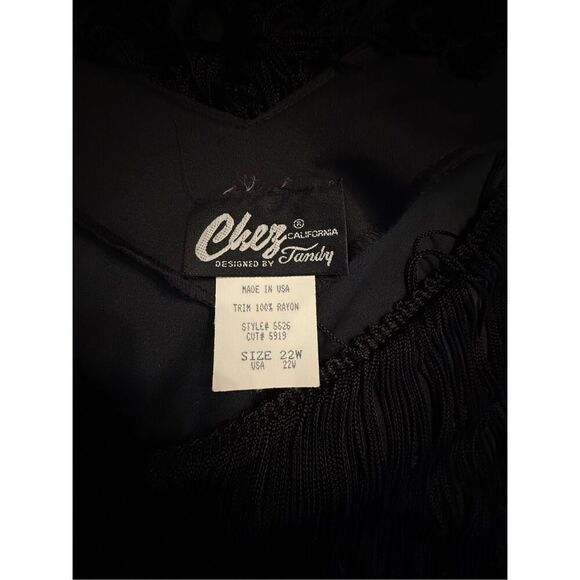 Chez California Vtg Fringe Cocktail Special Occasion Dress Black Sz. 22W Plus - Picture 5 of 5